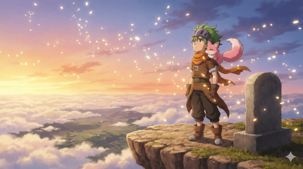 『黙示録の四騎士』第1巻。少年パーシバルと祖父バルギスの別れと旅立ちのシーン。