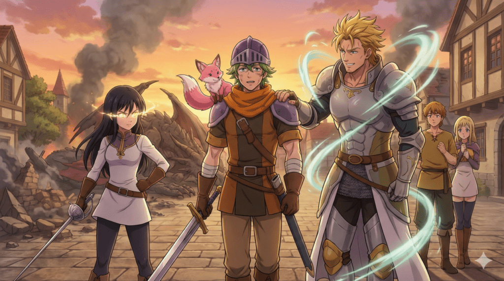 『黙示録の四騎士』第4巻。聖騎士長ハウザーとパーシバルの共闘、宿場街カントでの戦い。