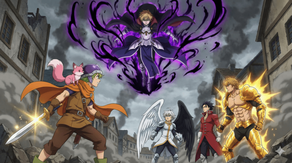 『黙示録の四騎士』第10巻。リオネス防衛戦の決着と、四騎士それぞれの真の実力が発揮されるシーン。