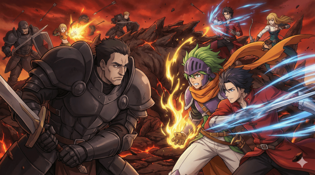 『黙示録の四騎士』第15巻。魔界を舞台にした乱戦と、パーシバルの過去を知るモートラックとの宿命の対決。