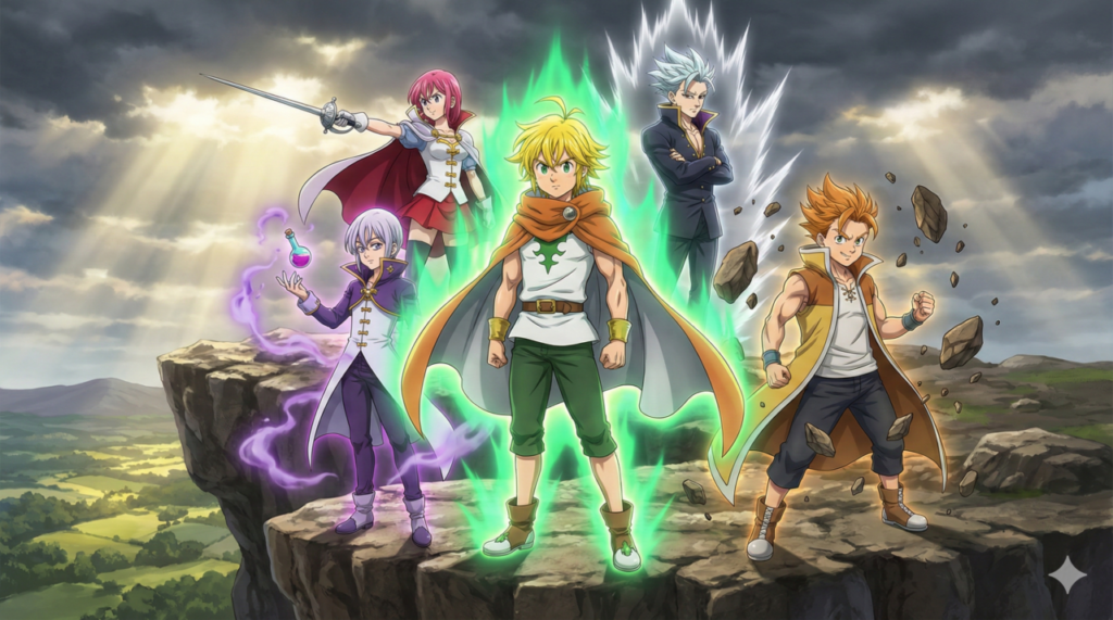 『黙示録の四騎士』の主要キャラクター、パーシバル、ランスロット、トリスタン、ガウェインの紹介画像。