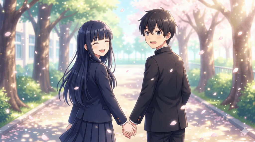 『僕の心のヤバイやつ』まとめ。晴れやかな笑顔で手を繋ぎ、未来へと歩み出す山田杏奈と市川京太郎。読者に二人の恋の成就を確信させる、最高にハッピーで尊いグランドフィナーレのアイキャッチ画像。