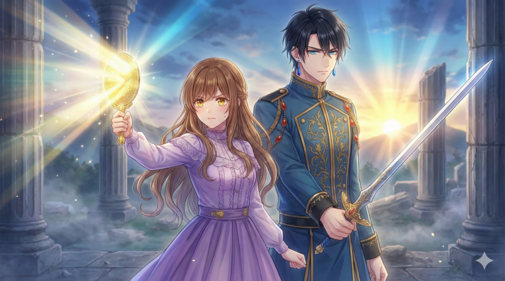 『異世界で姉に名前を奪われました』第4巻のアイキャッチ。真のパートナーとなった一花とセシルが、新たな試練に立ち向かう決意の表情で並び立つ、壮大でドラマチックなイラスト。