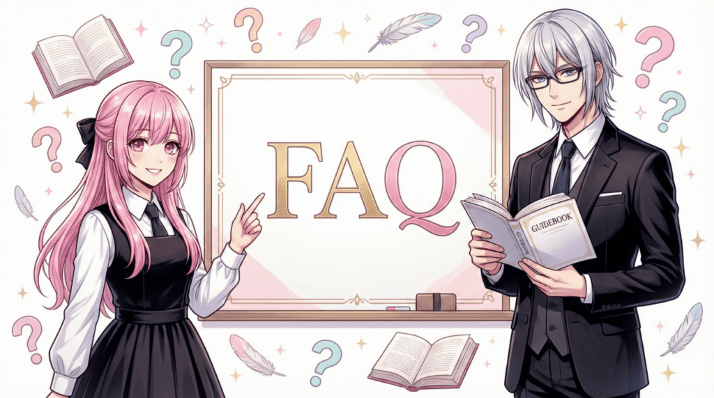 『恋せよまやかし天使ども』の最新刊情報やお得な読み方、メディア化情報をQ&A形式で解説するガイド役のおとぎと一刻。